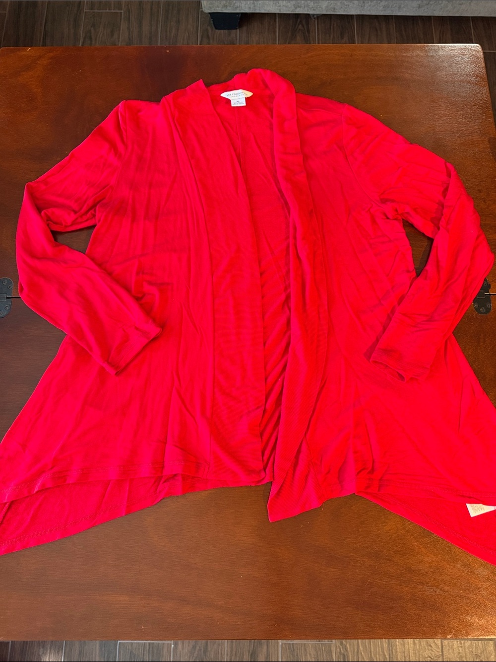 Liz Claiborne womens Bright Red Open-Front shark bite Cardigan